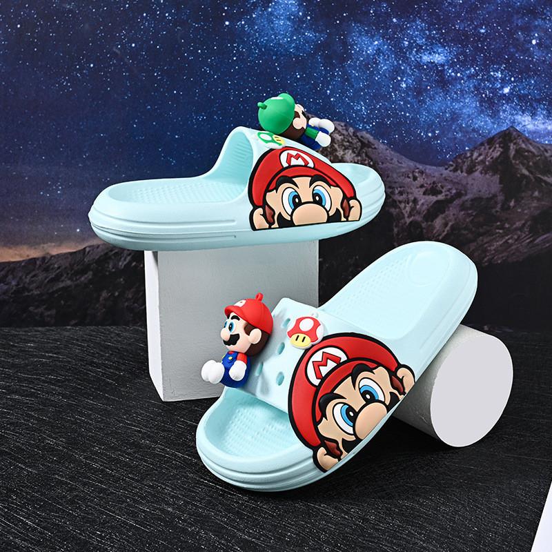 Comfortable Cartoon Mario Boys' Slippers Lightweight Soft Bottom Non-slip Design Perfect For Summer Wear