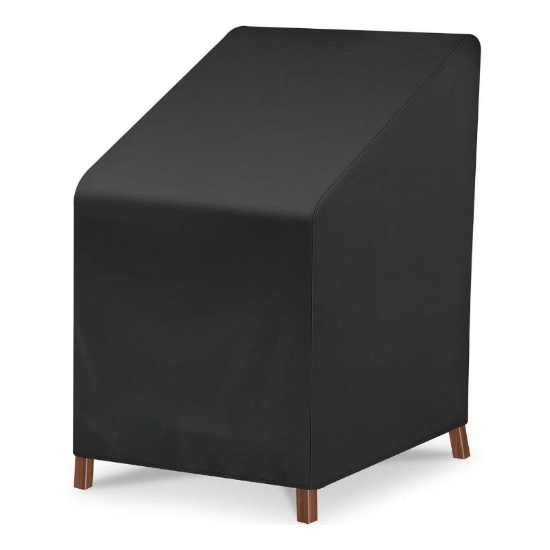 Waterproof Garden Chair Covers 210D Oxford Fabric Outdoor Stackable Chairs Protector Uv Resistant Black Furniture Cover