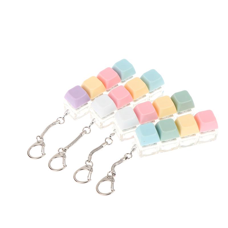 Macaron Color Keyboard Key Toy Diy Button Keycap Sensory Keychain Decompression Toys Mechanical 4Key Toy For Adult Gifts