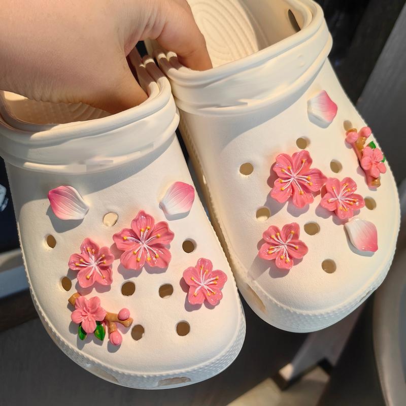 

Стереоскопическая пряжка для обуви с цветками персика и сакуры, креативные цветы, пряжка для обуви, милые аксессуары для обуви, украшение