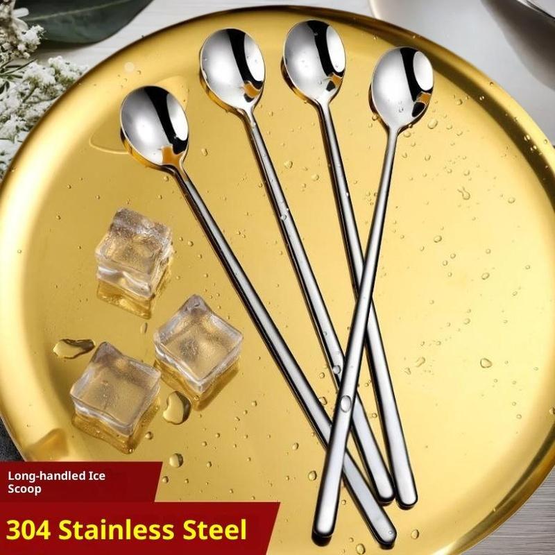 1pc 304 Stainless Steel Spoons Ice Cream Spoons Long Handle Coffee Spoons Stirring Spoons Kitchen Utensils Outdoor Tableware