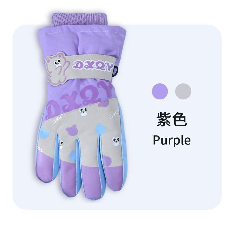 Kids Ski Gloves With Cartoon Space Print Warm Fleece Lined Touchscreen Windproof Winter Mittens Boys Girls