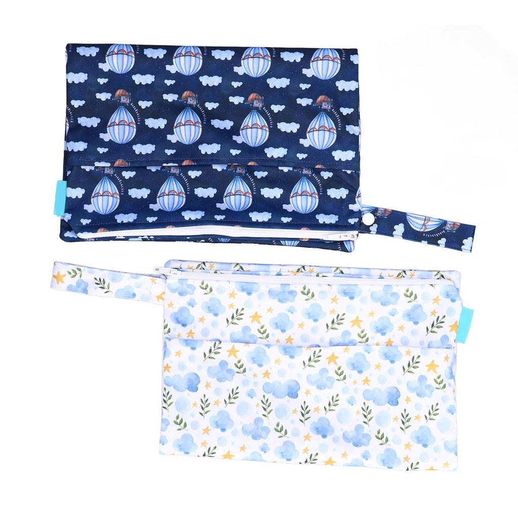 Printed Diaper Bag Double Zipper Wet Dry Dual Use Waterproof Exquisite Digital Printing Diaper Storage Bag