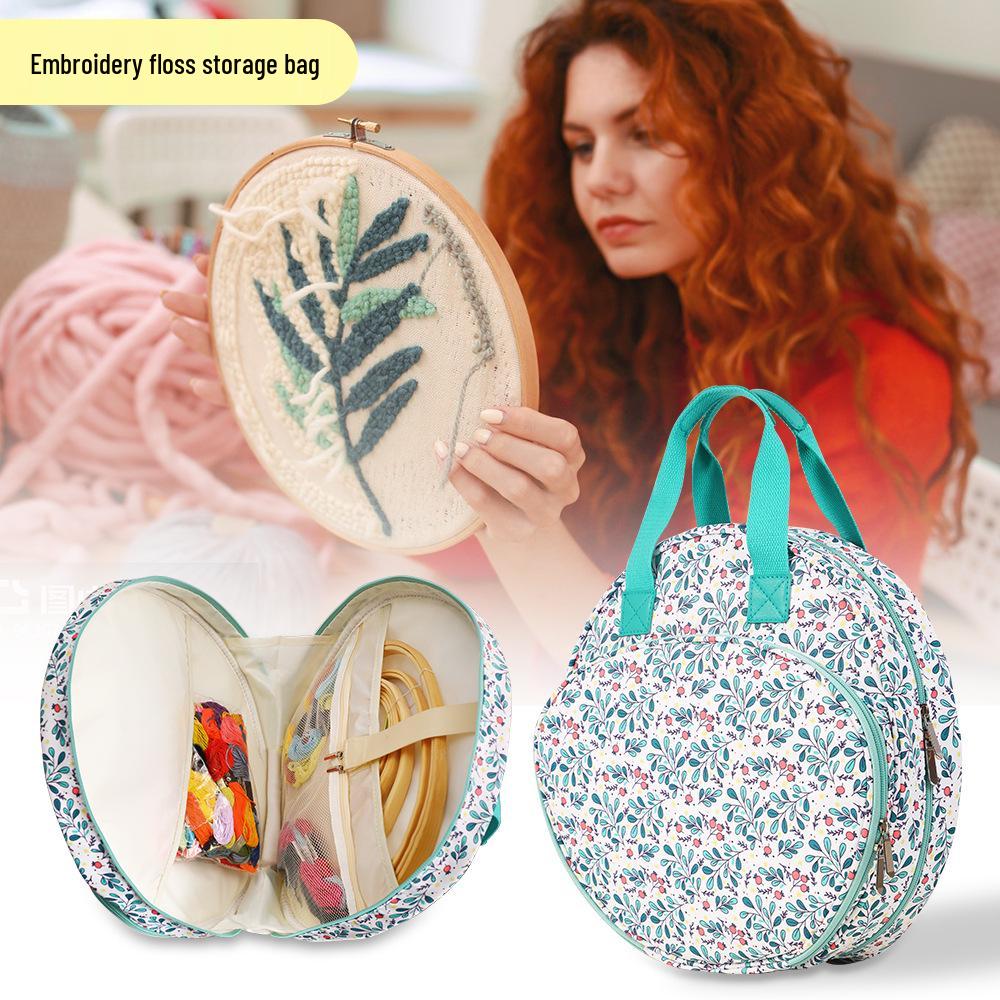Cross Stitch Kit Storage Bag with Poke Tool & Yarn Accessories