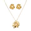 1 pair of earrings+1 necklace simple and fashionable multi-layer petal earrings imitation pearl flower pendant necklace
