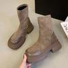 Platform short boots women's 0000 new early spring elastic thin boots retro British Martin boots Chelsea single shoes