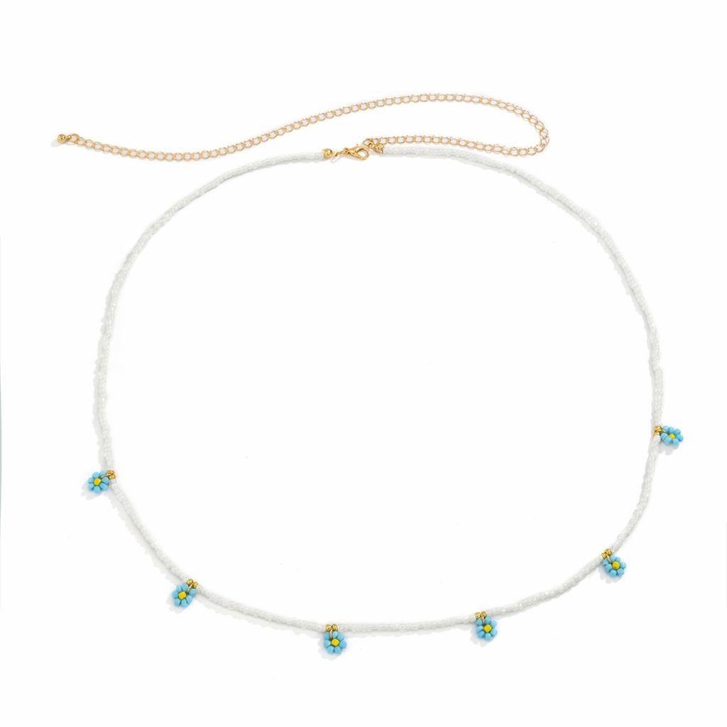 Accessories, Idyllic Daisy Flower Waist Chain, Sweet And Cool Wind Colored Rice Beads Woven Body Chain Female