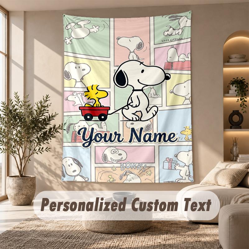 Tapestry Custom Name Text, Wall Hanging Tapestry Home Room DecorSnoopy Peanuts
