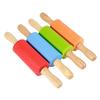 4PCS Mini Rolling Pin, Kids Rolling Pins Wooden Handle Non-Stick Silicone Rolling Pins Pastry Brushes Dough Roller for Baking Pizza Cookie Pastry