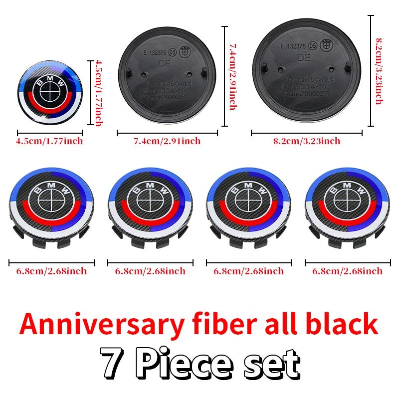 7Pcs 50th Anniversary Fiber Black Car Hood Front Rear Trunk Emblem Badge For BMW F20 E36 E46 X6 M4 E60 E93 E87 G01 G20 X3 X5 F30 FV7