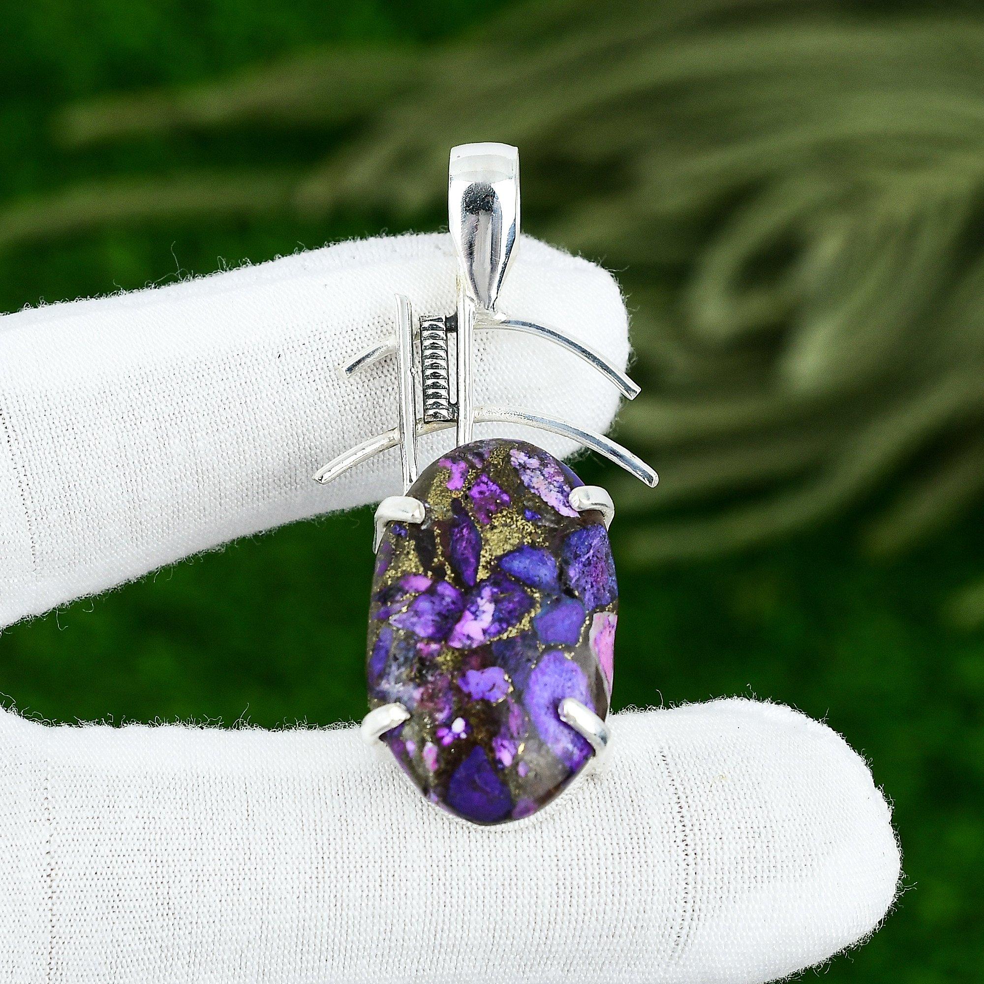 

Copper Purple Turquoise Gemstone 925 Silver Wedding December New Pendant Jewelry