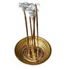 Brass Incense Sticks Holder, Agarbatti Stand with Ash Catcher, 4 Inch, Gold(Round)
