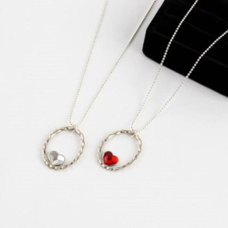 

Women s Anniversary Cubic Heart Necklace A33413_Red (Oil Painting)