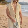 INCERUN Herren Mesh Durchsichtig Kapuzenweste Ärmellos Durchsichtig Strandurlaub Cardigan Tanktops