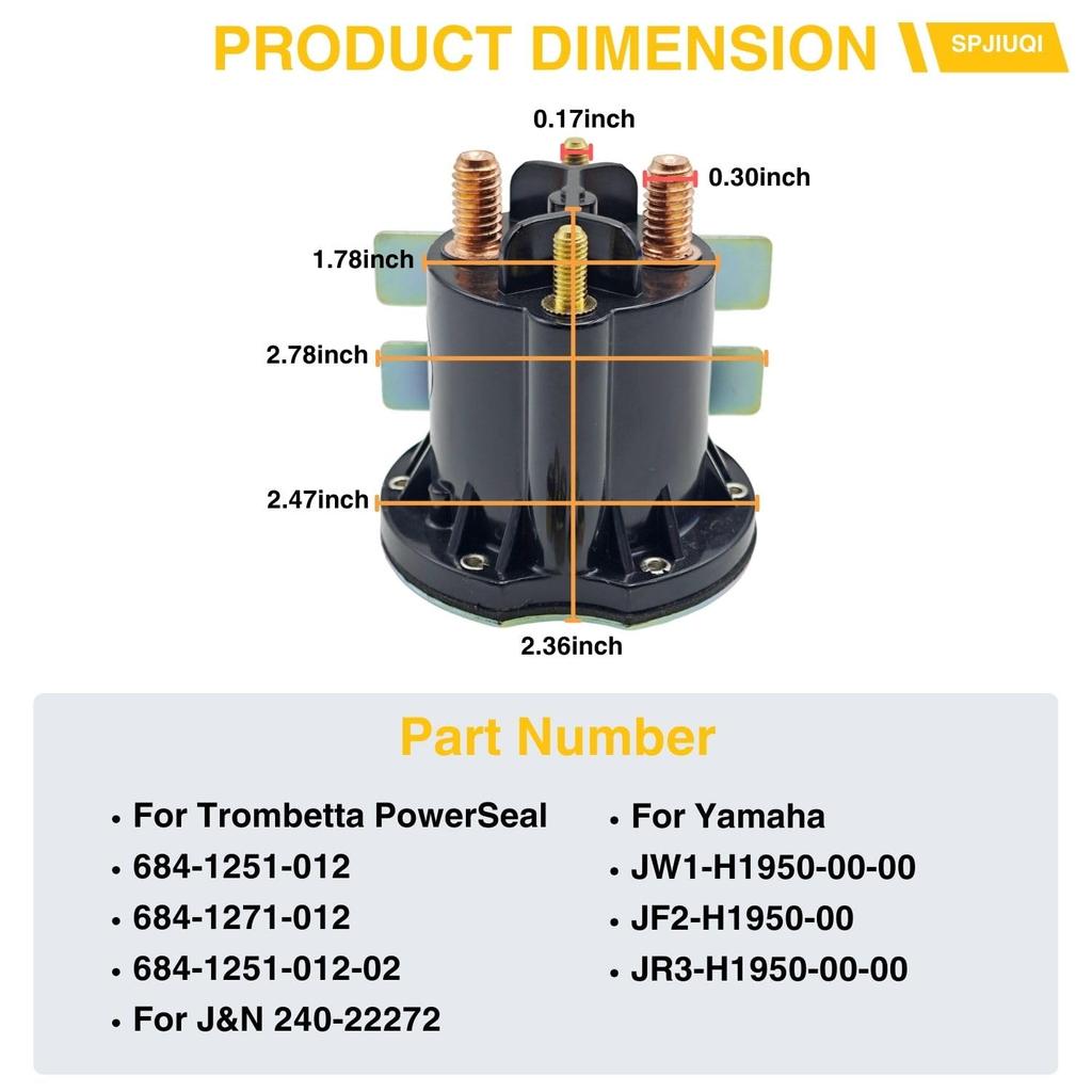 12VDC 4-Terminal Continuous Solenoid Relay Switch for Yamaha G22-G29 Gas Golf Cart YDRA JW1-H1950-00-00 JF2-H1950-00 JR3-H1950-00-00 Trombetta
