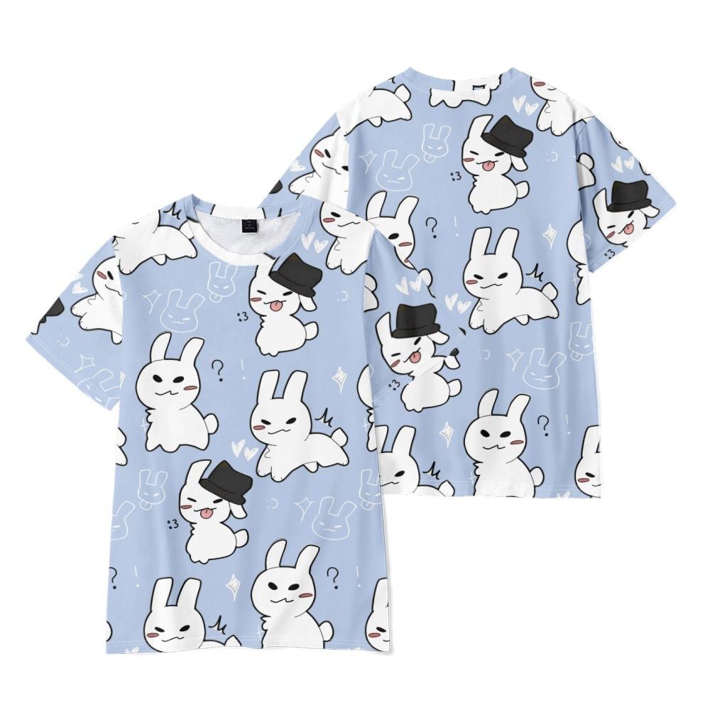 

9 цветов Женские Мужские футболки Gubby Мультяшный принт Круглый вырез Оверсайз Короткий рукав Мода Мужская одежда Уличная одежда XXS светло-синий