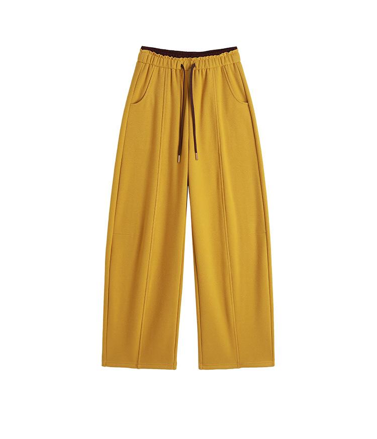 Women's Drawstring Wide Leg Pants Solid Color Casual Loose Fit Trousers