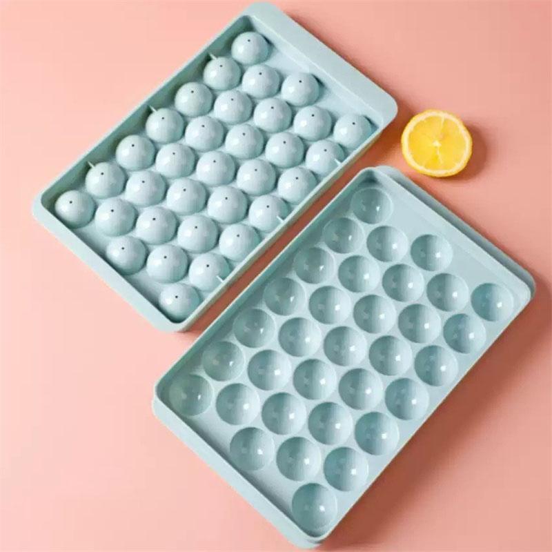 

33 Grids Mini Ice Cube Tray with Lid Ice Balls Tray Frozen Whiskey Ball Maker Mold for Party Bar Cocktail Whiskey Kitchen Gadget синій