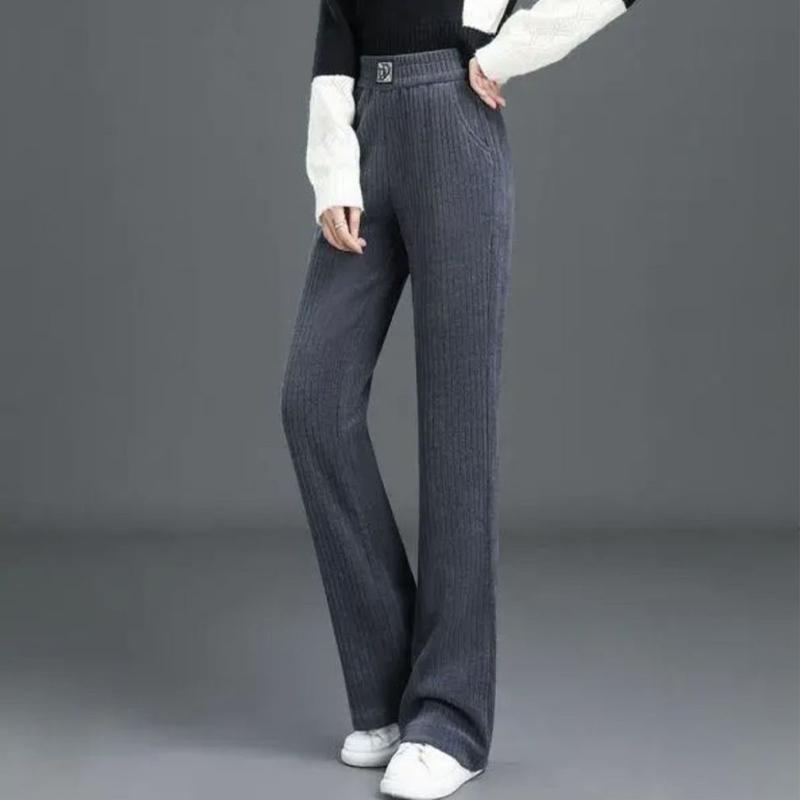 Toamnă Iarnă Moda coreeană pentru femei Pantaloni eleganti din lână groși și caldi Pantaloni de birou pentru damă, solidi, subțiri, drepți, Pantaloni casual