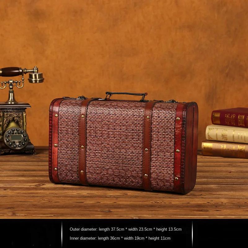 Cutie de depozitare antică din lemn Valisă vintage medievală Cufă de comori Coliere Organizator de bijuterii Cutie cadou cu blocare Cutie foto mare