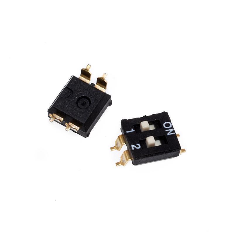 2.54mm Black Gold-Plated DIP Switch, 1P To 8P, Straight Insertion Toggle