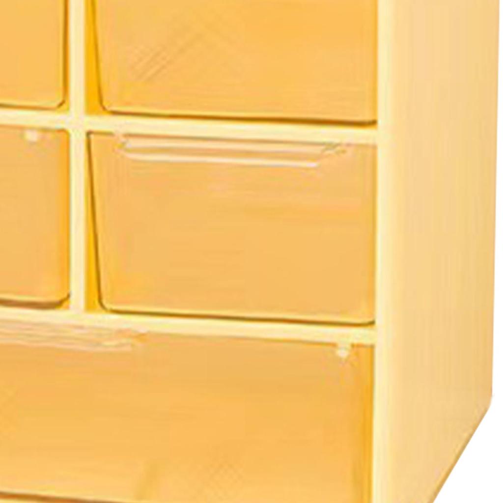 3 Layers Desktop Drawer Storage Box 6 Grids Jewelry Beauty Lens Organization Box for Small Items Yellow