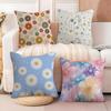 FFloral Pattern Cushion Cover Natural Linen Organic Fabric DoubleSided Printing Sofa Home Decor Breathable Bed Pillow