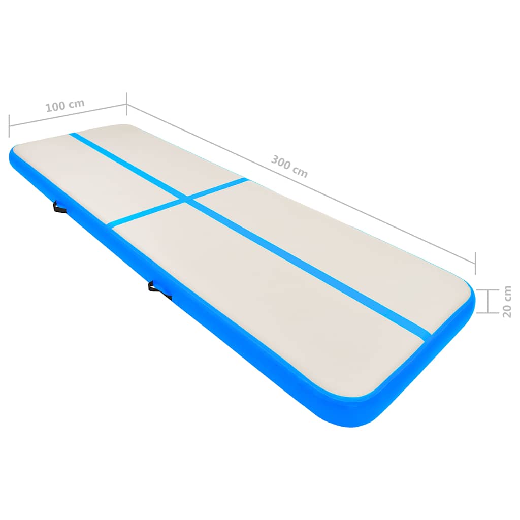 Inflatable Gymnastics Mat with Pump 300 x 100 x 20 cm PVC Blue