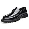 FashionDesigner New Thick Soled Bright Metal Men's Loafers Fashion Square Head Leather Lightweight Slip-on Retro Plus-size Man Shoes