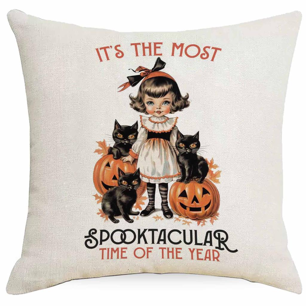Pillowcase Linen Halloween Celebration Funny Pumpkin Head Home Living Room Pillowcase