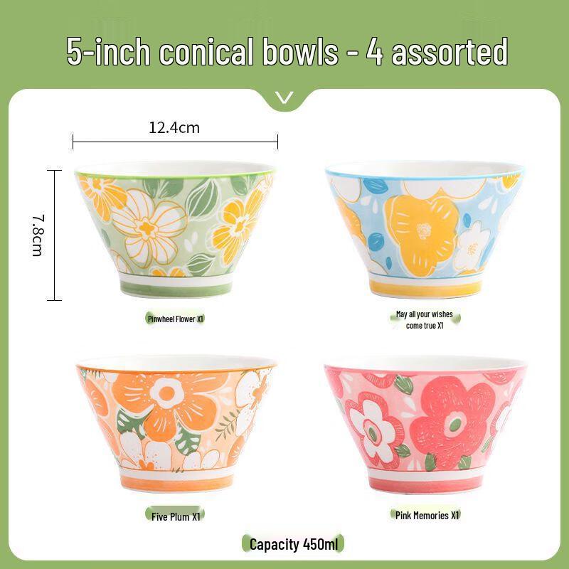 Linpan Anti-scald Ceramic Conical Bowl Set