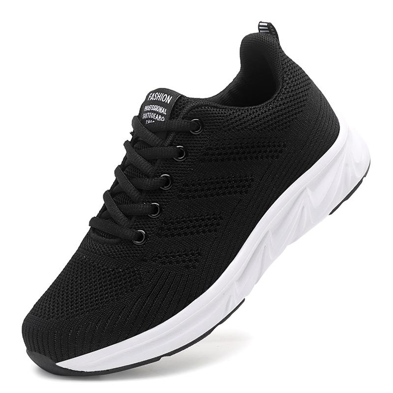 Fashion Women's New 2024 Autumn Black Sneakers Mom Middle-Aged And Elderly Running Shoes Work Soft Bottom Not Tiring On The Feet