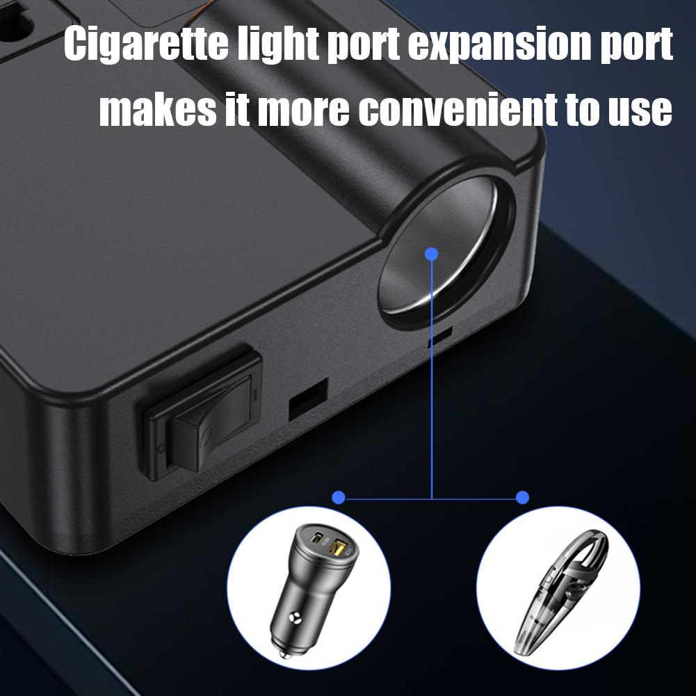 12V/24V Car Inverter 200W DC To AC 220V With Converter Switch QC 3.0 USB/PD/Type-C Chargers Power Adapter Voltage Detection Tool