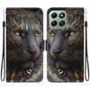 Handmade PU Leather Flip Case for Honor X6b Anti-Slip Shockproof Cover with Wrist Strap & Heart/Rose Cat Designs