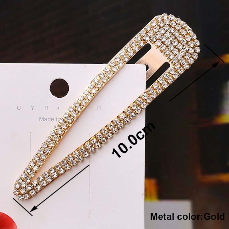 Rhinestone Crystal Snap Hair Clip Women Girls Hairgrips Party Prom Hair Jewellery Simple Hairpin