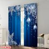 Contemporary Plane Printing Curtains Blue Pattern Polyester Fabric Without Rod Festive Use Bedroom Living Room Set Of 2 Made Sitting Decor