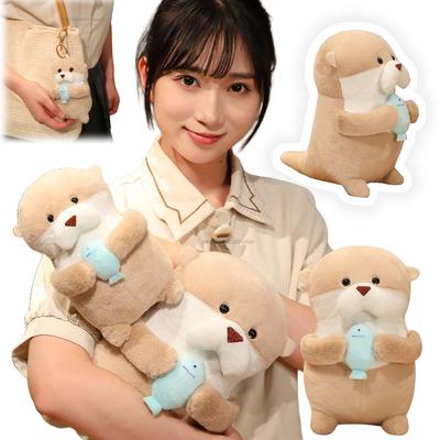 Otter with Ffish Dolls Backpack Bag Pendant Soft  Pillow Cartoon Stuffed Plush Cute Home Decor Birthday Christmas Gifts