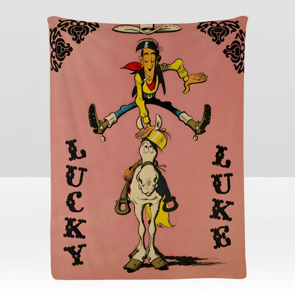 Comic LLucky LLuke Weiche Flanelldecke für Bett Schlafzimmer Sofa Picknick Überwurf Hautfreundlich Atmungsaktiv Geschenk Decke