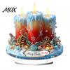 Decorative Holiday Figurines Christmas Candle Ornament, 2D Flat Acrylic Ornament with Base, Tree Decorations Snowman Reindeer Festive Table