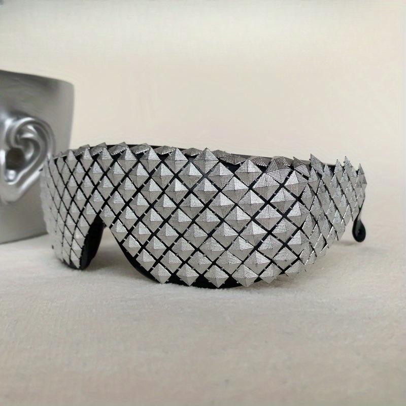Futuristic Pyramid Steampunk Gold Silver Sunglasses Novelty Sun Glasses Men Woman Party Goggles Gothic One Piece