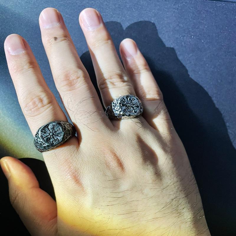 Retro Antiker Wikinger Vegvisir Runen Kompass Ring Für Männer Punk Gothic Offener Ring Handgemacht Seemann Zubehör Kreatives Meeresgeschenk