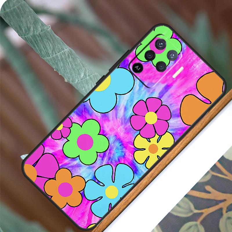 Groovy Flowers Hippie Bohemian For OPPO A53S A57S A54S A38 A78 A58 A79 A15 A17 A77 A16 A76 A96 A52 A72 A5 A9 A94 A74 Case