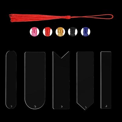 10Pcs Unfinished Acrylic Bookmarks with Tassels Bookmarks Paintable Page Marker for Adult Kid Painting Art Craft Project