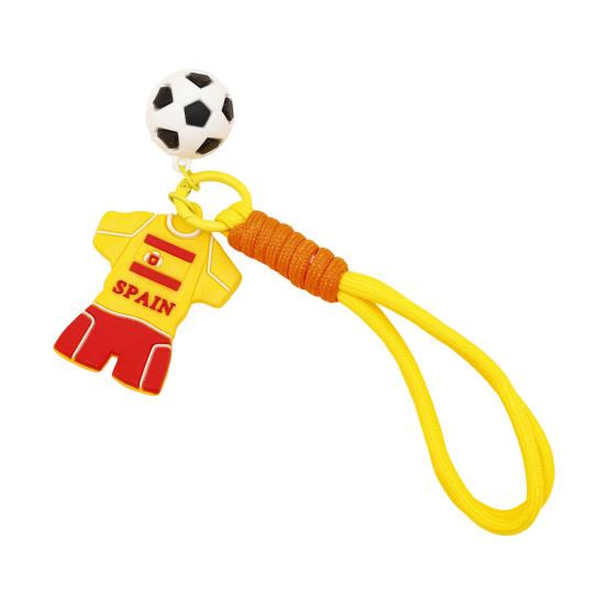 Keychain Pendant, Thick Braided Rope Mini Football Pendant, Soft Rubber Jersey Charm Key Holder, Argentina Brazil Germany Team Colors Fan Gift