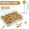 120 Pcs Map Push P,Small Gold Push P for Travel Map Cork Board Bulletin Board Round Head Mini Gold Thumb Tacks for Wall Picture Photo Hanging Home