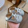 Girls Breathable Mesh Cutout Shoes With Pearl Bow