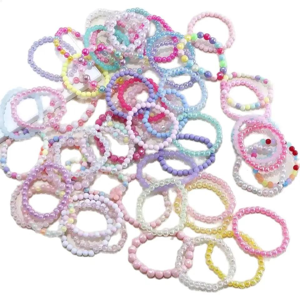 10Pcs Candy Color Beads Bracelet For Kids Girl Birthday Party Favors Baby Shower Guest Jewelry Gift School Prizes Treat Bag