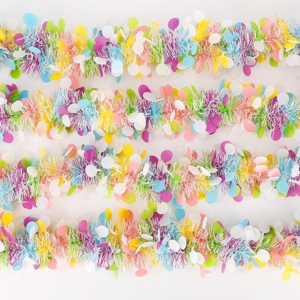 Glitter Spring Easter Garlands Stripe Colorful Eggs Hanging Ornament  Mantle Decor