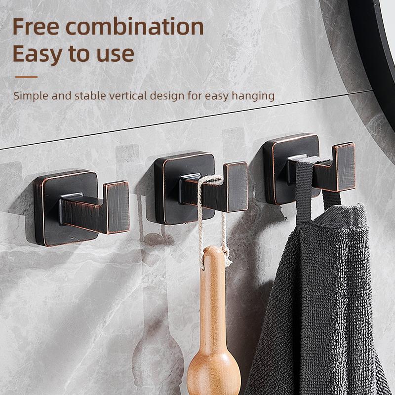 Metal Robe Hooks Black Bronze Wall Mount Hooks For Hanging Keys Clothes Hanger Door Robe Hook Bathroom Accessories FR209