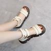 Leather Hollow Roman Sandals for Women In Summer 2025, High-heeled Fish Mouth Muffin Sandals
